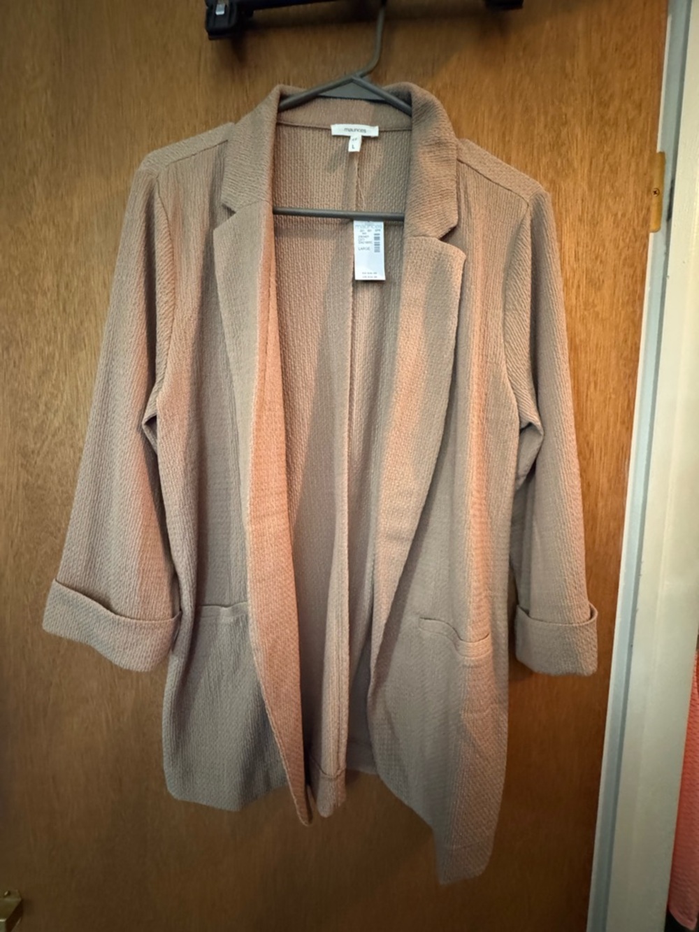 Maurices Neutral Taupe Open-Front Textured Blazer